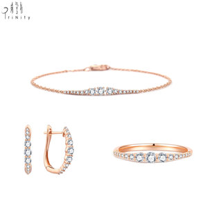 Hong Kong Supplier Classic Design Jewelry Set 18K <b>Solid</b> Rose <b>Gold</b> Real Natural Diamond Bracelet Gift For Women Everyday Wear - Product Image 5