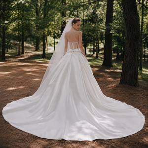 <span class=keywords><strong>Abito</strong></span> <span class=keywords><strong>da</strong></span> <span class=keywords><strong>Sposa</strong></span> di Lusso Stile Ball Gown Senza Spalline con Corsetto Trasparente in Raso con <span class=keywords><strong>Tasche</strong></span>, Taglie Forti, per Ballo di Fine Anno e Quinceañera, Personalizzabile, Produzione all'Ingrosso - Product Image 6