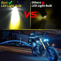 TCYATO – phares LED pour accessoires de moto, 12W, projecteur à lentille Cob, jaune et blanc, étanche