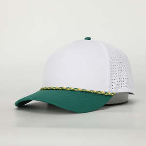 Casquette de golf personnalisée à 5 panneaux en caoutchouc PVC non structuré avec logo, étanche, découpée au laser, trou perforé, corde de relance Hip Hop Fashion Truckers - Product Image 3