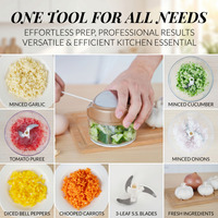 Picador Manual de Verduras con Cuchilla de Acero Inoxidable 420, Todo en 1, para Picar, Rebanar y Triturar Cebolla, Ajo, Verduras y Frutas