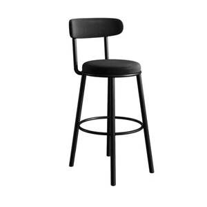 Tabouret de bar haut noir minimaliste moderne nordique avec dossier en cuir et cadre en fer pour la maison, le salon et la cuisine - Product Image 6