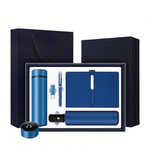 Promotional Corporate Gifts Souvenir for Guests Custom Logo Notebook Diary with Pen and Flask+Umbrella+USB+Power Bank - Product Image 1