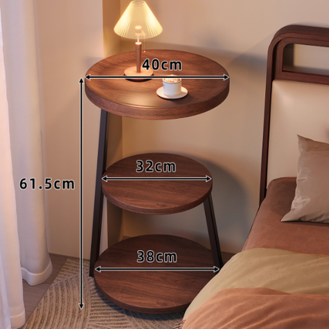 Mid Ancient Style Bedside Table, Bedroom, Household Bedside Cabinet, Multi-layer Circular Bedside Shelf, Niche Design