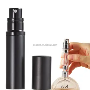 Botella de vidrio de perfume de 5ml, atomizador de fragancia de aluminio, atomizador de perfume de botella de vidrio personalizado recargable de viaje vacío