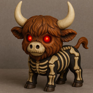 Figurine en résine de vache des Highlands squelette d'automne, ornements de jardin lumineux, forme animale, finition peinte - Product Image 2