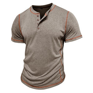 2025 été européen américain hommes couleur unie à manches courtes Henley haut transfrontalier pour <span class=keywords><strong>Amazon</strong></span> T-<span class=keywords><strong>Shirt</strong></span> 240 - Product Image 2
