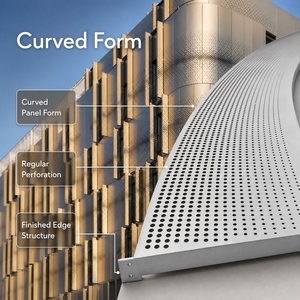 Panneau de mur rideau incurvé perforé en aluminium sur mesure, design industriel extérieur - Product Image 4