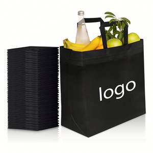 Bolsa de Compras Ecológica Plegable y Portátil para Supermercado, Bolsa de Transporte Grande de Tela No Tejida Negra - Product Image 1