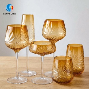 Samyo Vendita Calda: Calici in Cristallo Premium Personalizzati con Logo, 420/470ml, Soffiati a Mano, Color Ambra con Rilievi, per Vino Rosso - Product Image 1