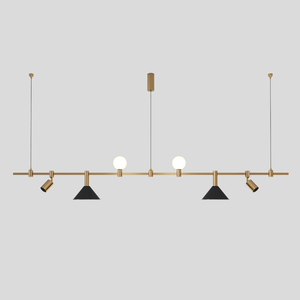 Minimalist Vintage Gold Chandelier Multi-Head Dimmable LED Customizable Brass Track <b>Lighting</b> for Restaurant - Product Image 3