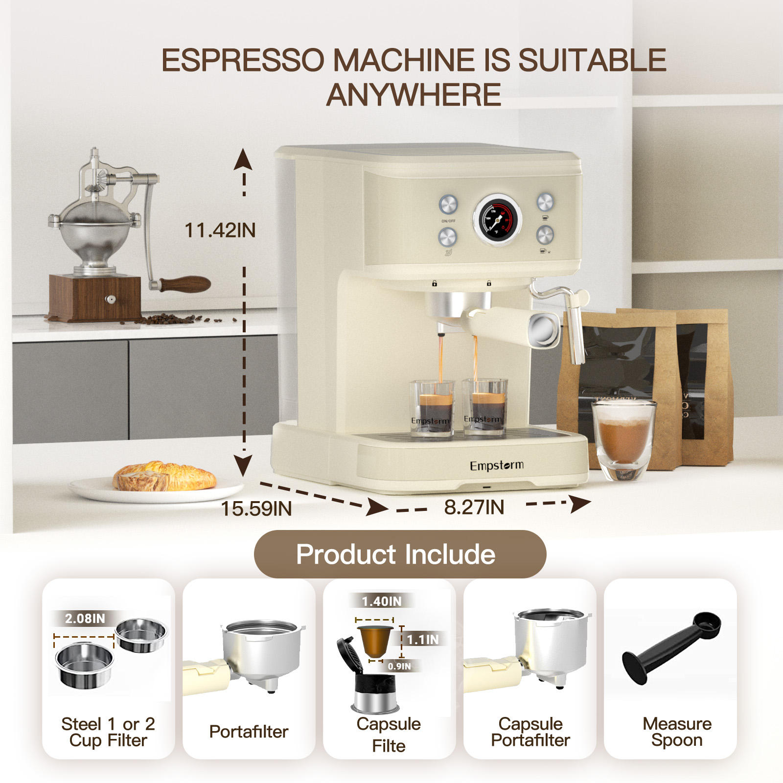 Empstorm 2024 Portable Espresso Coffee Brewer Machine 20bar Coffee Making  Machine Commercial Cappuccino Machine
