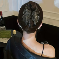 Nouvel Arrivage – Pinces à Cheveux Grandes et Élégantes pour Femme, en Tissu Triangle avec Nœud Papillon Style Vintage Français et Strass Scintillants – Vente en Gros