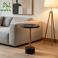Table d'appoint de canapé et table basse de luxe haut de gamme avec plateau en marbre noir, emballage démontable, vente chaude, fournisseur de Foshan