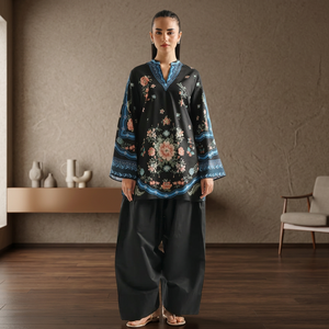 MUZANG FARSHI Salwar Kameez de 2 Piezas para Mujer, Inspirado en Estilo Étnico, Hecho a Mano, de Algodón y Seda, Casual, Elástico, Suave, Estilo Indio - Product Image 3
