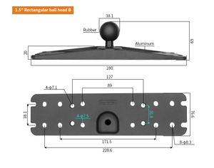 Supports VIN pour appareils électroniques marins de 2,25 pouces avec bras de 13 cm et base à double boulon en U pour rail de 13 mm à 33 mm pour supports Ram - Product Image 5