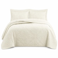 Ensemble trois pièces Euro Size Colcha uni en pur coton Steppdecke Narzuta Pikowana, style Boutis minimaliste transfrontalier