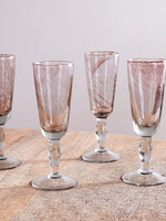 Gelas Piala Berwarna Pink Vintage, Tiupan Tangan, Berkaki, untuk Pesta Pernikahan, Perlengkapan Minuman Meja