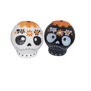 Juego de coctelera de sal <span class=keywords><strong>y</strong></span> pimienta de cerámica, calavera de azúcar, Día de los muertos, pintado a mano, personalizable - Product Image 1
