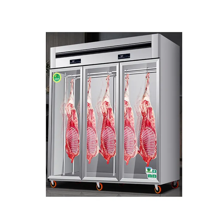 교수형 고기 캐비닛 넓은 공간 쇠고기 양고기 수직 냉장 신선한 보관 디스플레이 캐비닛