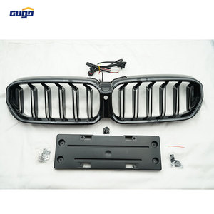 GUGO Nouveau pour <span class=keywords><strong>BMW</strong></span> Série 5 G30 Later Car Modification Double-Line Bright Black Luminous Center Grid Blue Breathing Light <span class=keywords><strong>Grille</strong></span> - Product Image 2