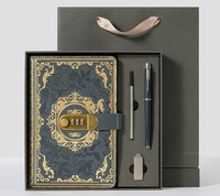Ensemble cadeau carnet et stylo vintage violet avec boîte personnalisée pour événements d'entreprise, commandes en gros de papeterie