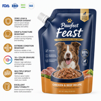 Papier aluminium imprimé sur mesure 121 ℃ /135 ℃   Sachets Doypack à bec verseur pour animaux de compagnie, de qualité alimentaire, résistants aux retournements, étanches et inviolables