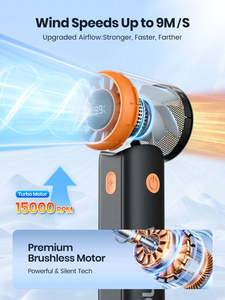 H5 15000RPM High-Speed <b>Bladeless</b> Portable Mini Handheld <b>Fan</b> Brushless Motor 5000mAh Battery Turbo Function for Outdoor Travel - Product Image 2