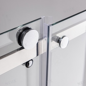 Cabine de douche en <span class=keywords><strong>verre</strong></span> à <span class=keywords><strong>double</strong></span> porte coulissante carrée pour salle de bain avec gros rouleaux Cabine de douche à <span class=keywords><strong>double</strong></span> porte - Product Image 4