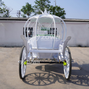 รถม้าฟักทองสีขาวสไตล์ราชวงศ์ ขับเคลื่อนด้วยไฟฟ้า สำหรับสถานที่จัดงานแต่งงาน พิธีสุดโรแมนติก - Product Image 2