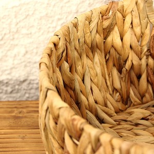 Cestino portaoggetti in giacinto d'acqua, grande cestino <span class=keywords><strong>rotondo</strong></span> in <span class=keywords><strong>vimini</strong></span> con manico incorporato - Product Image 5