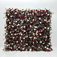 GNW - Vente flash - Toile de fond florale artificielle de luxe rouge, verte et blanche personnalisée pour la décoration de scène de mariage et de fête