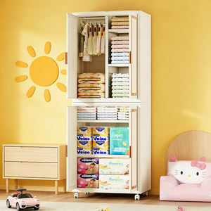 ตู้เสื้อผ้าพลาสติกพับได้แบบพกพาพร้อมล้อ ราวแขวน และตู้เก็บของแบบพับได้สำหรับห้องนอน - Product Image 5