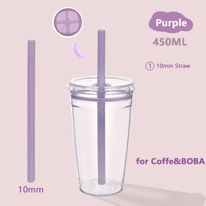 Hot Selling 450ml Ein schicht iger Tritan Stroh becher Neue Tasse für Milch tee und Kaffee Mehrfarbiger Candy Straw Water Cup - Product Image 2