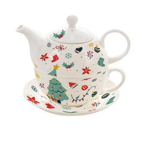 Té de cerámica personalizado BENELUCK para un juego Tetera de porcelana blanca con tapa y taza Platillo de impresión personalizado Olla apilable de un solo uso - Product Image 4
