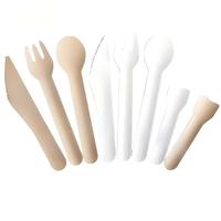 Ensemble de couverts en papier biodégradables miniatures personnalisables, fourchette, cuillère, couteau compostables, résistance aux hautes températures, pour les fêtes