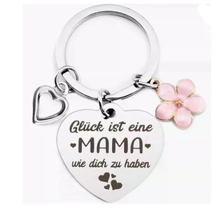 Llavero de acero inoxidable con dijes de corazón y mano, regalo para papá para el Día del Padre - Product Image 2