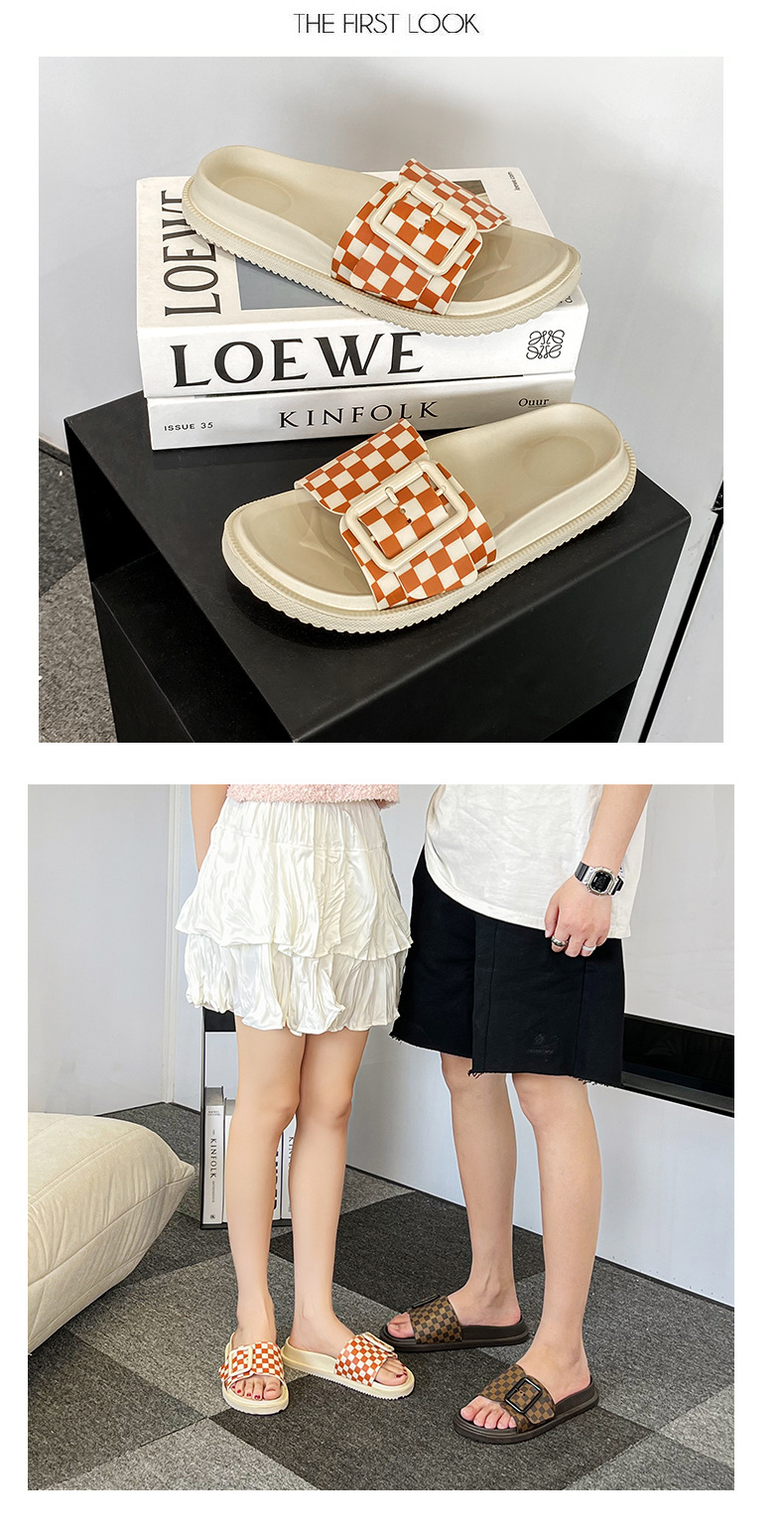 Custom Design Double Buckle Home Slippers EVA PVC Soft Sole Non-slip Couple Slipper