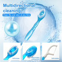 Brosse à dents de voyage jetable 5-en-1 UUKKG avec cure-dent et gratte-langue, emballée individuellement pour le camping