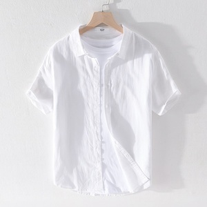 <span class=keywords><strong>2023</strong></span> d'été Offre Spéciale Hommes De Chemise à Manches courtes Solide Couleur Sueur Absorbant Chanvre T Shirt Personnalisé Conception Logo Chanvre Vêtements Chemise - Product Image 6