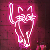 Lampe néon LED en forme de chat - Matériel acrylique pour la décoration d'ambiance de bureau, mariage, chambre à coucher, bar, fête