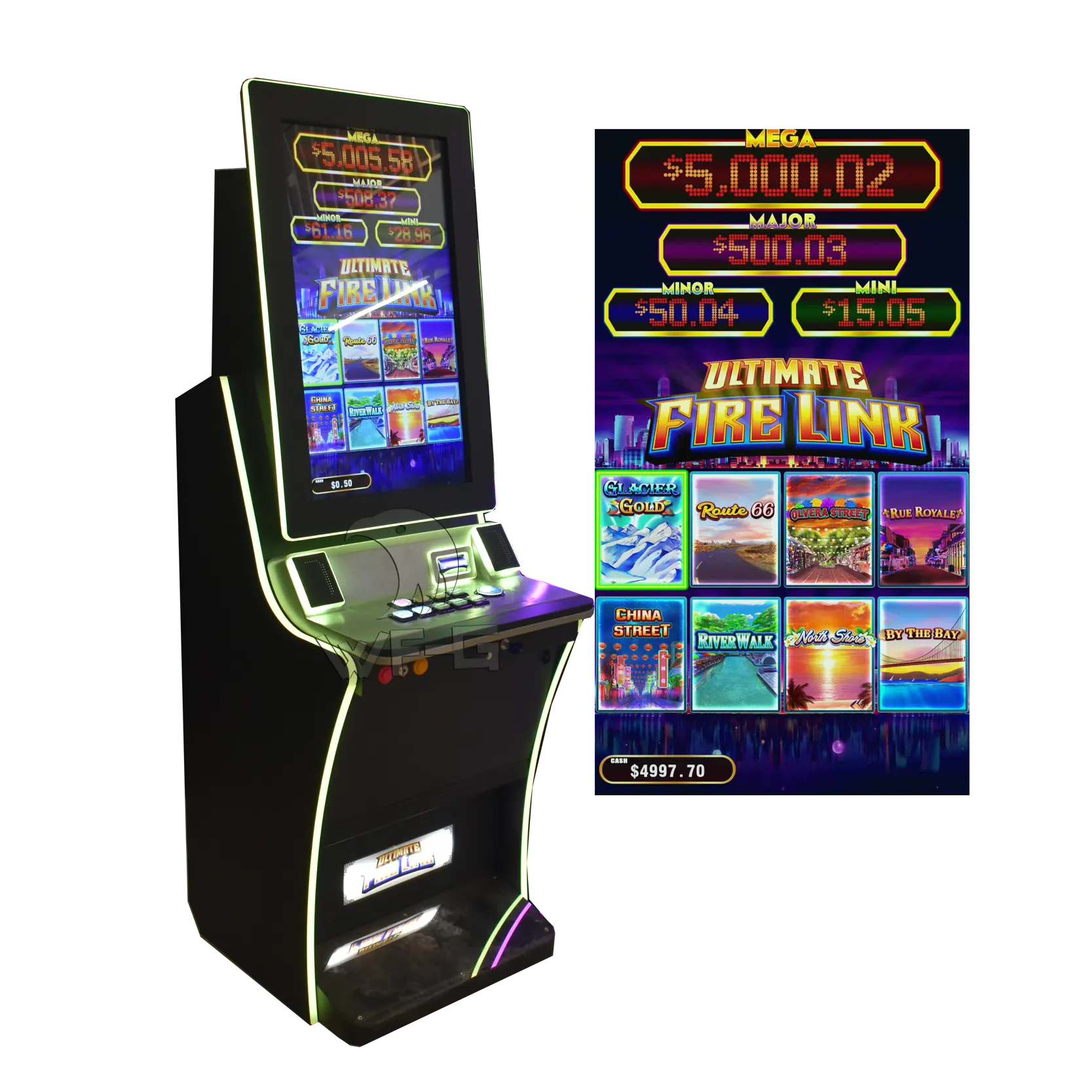 Máquina de vídeo game touch screen de 32 '', jogo de fogo, 8-1 jogos