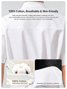 Uniforme de chef professionnel blanc à manches courtes, fermeture asymétrique, poche poitrine, grande taille, pour boulangerie, bistro, milieu culinaire - Product Image 6