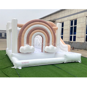 Cầu Vồng Inflatable Bouncer Trung Tính Nhà Bị Trả Lại Với Trượt Kép Và Bóng Pit Hồ Bơi Sang Trọng Trắng Nhảy Lâu Đài Cho Trẻ Em - Product Image 1