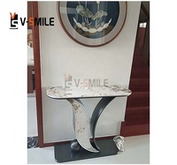 Table console avec plateau en marbre léger table d'entrée de villa salon table console moderne base en acier inoxydable or table console