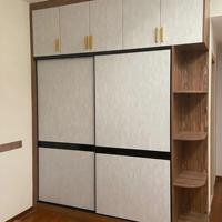 Armoire avec poignées, style minimaliste, MDF, noyer, chambre à coucher, marron, or, gris, beige victorien