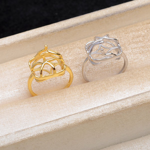 แหวนเงินแท้ S925 สไตล์บาโรก DIY แบบเปิด รูปทรงกระดุม เรียบง่าย 5640 อะไหล่และอุปกรณ์ทำเครื่องประดับ - Product Image 1