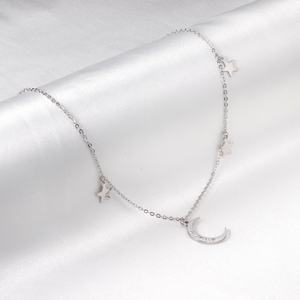 Collar con Colgante de Estrella y Luna de Acero Inoxidable, Joyería Personalizada para Regalo de Aniversario - Product Image 5