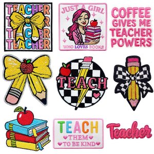 Parche Bordado con Lentejuelas <span class=keywords><strong>para</strong></span> Maestros, Diseño de Pizarra y Libro, Regalo <span class=keywords><strong>para</strong></span> el Día del <span class=keywords><strong>Maestro</strong></span>, Adhesivo de Tela Multiusos - Product Image 2