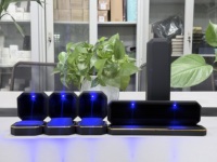 Boîte à bijoux LED octogonale à bords dorés pour vente en gros, pour bagues, boucles d'oreilles, pendentifs, colliers, bracelets et ensembles de bijoux
